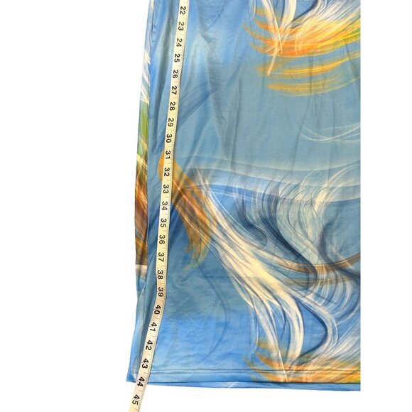 Summer Paradise Sleeveless Cut-Out Bodycon Dress in Blue/Gold Size Medium - Picture 8 of 9